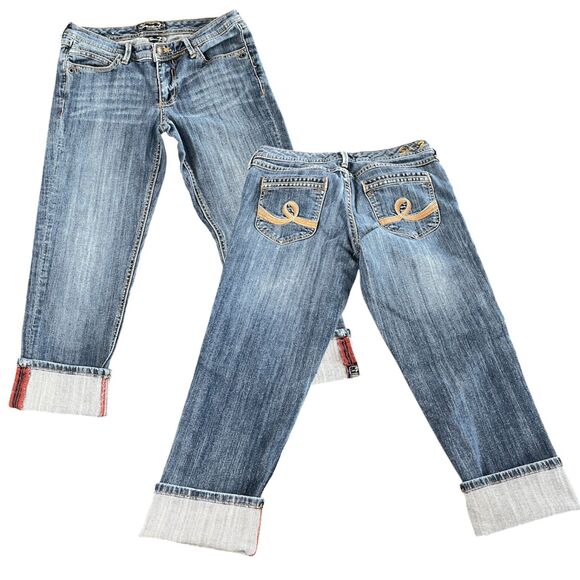 Seven7 Jeans Size 29 | Distressed Mid-Rise Straight Leg Cuffed Denim - Picture 1 of 16